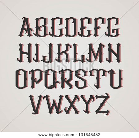 Vector gothic label font. Cognac label style.
