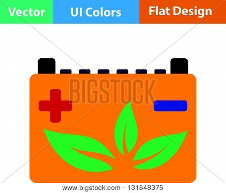 Car Battery With Leaf Icon.