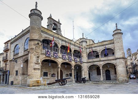 Ayuntamiento or old Town Hall 16th Century in Ciudad Rodrigo a small cathedral city in the province of Salamanca Spain.