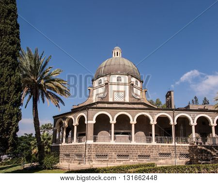 Catholic chapel on Mount of Beatitudes near Tabgha at the Sea of Galilee Israel