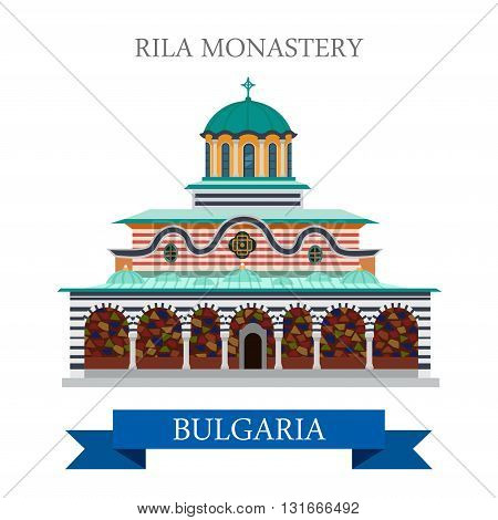Rila Monastery Bulgaria flat vector attraction sight landmark