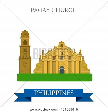 Paoay Church Philippines vector flat attraction sightseeing