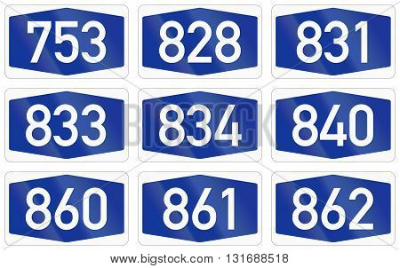 Collection Of Numbered Highway Shields Of German Autobahn System