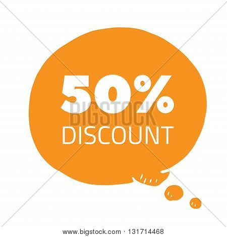 Vector speech bubble of sale 50 discount. orange isolated element