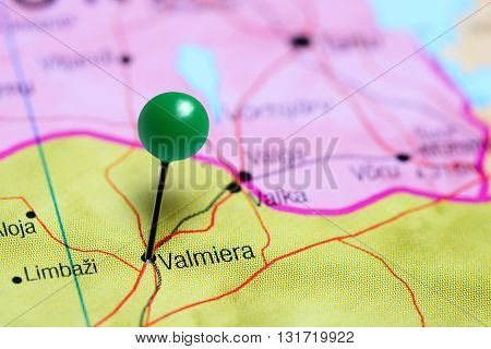 Valmiera pinned on a map of Latvia