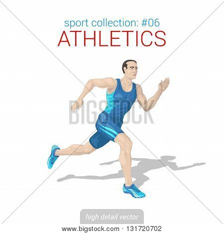 Sportsmen vector collection. Runner man athlete sprinter. Sportsman high detail illustration.