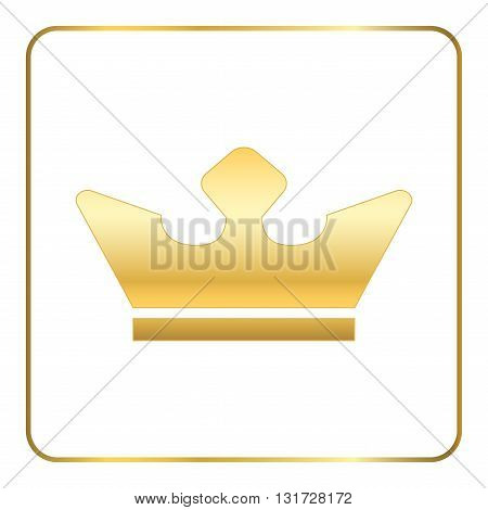 Crown gold icon. Royal golden silhouette icon isolated on white background. Symbol of king throne queen or jewelry authority kingdom. Luxury monarch concept Flat modern design. Vector illustration