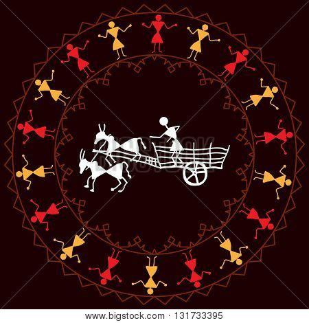 Folk Design Bullock Cart Vector Illustration
