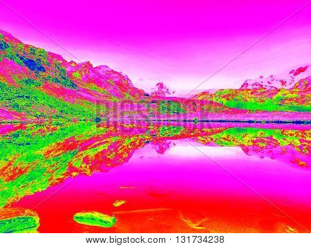 Spring Mountains In Infrared Photo. Amazing Thermography.