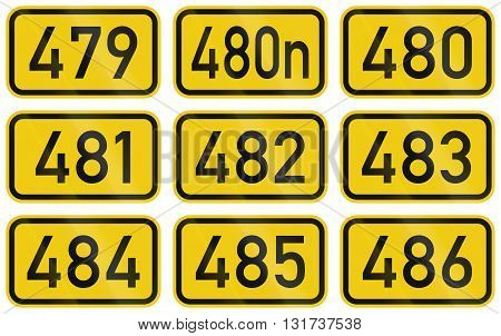 Collection Of Numbered Highway Shields Of German Bundesstrassen (federal Roads)