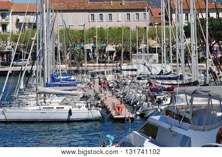 Saint Raphael; France - april 14 2016 : boats in the marina