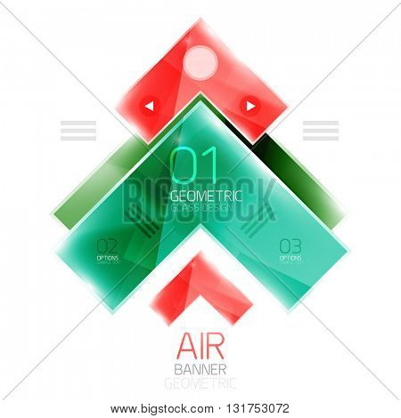Color glossy glass arrow banner. Vector