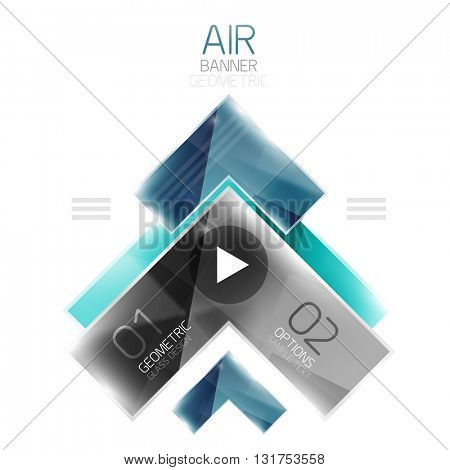 Color glossy glass arrow banner. Vector
