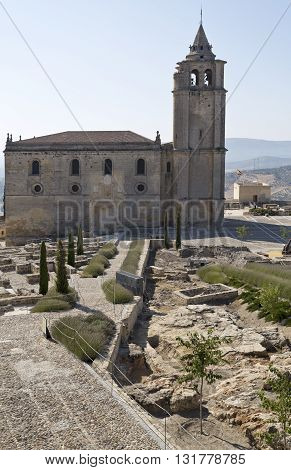 View of the Abbey from the walls of the Alcazar in the Fortaleza de La Mota Spain