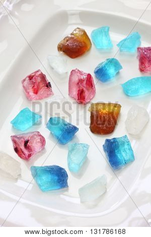 Japanese traditional confectionery, Kohakutou, dried sweetened agar jelly