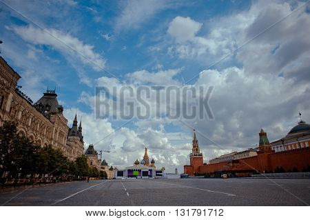 Empty Red square in the early morning