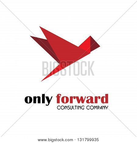 Logo forward consulting company
Vector logo in the style of origami birds red that flies forward for companies and design