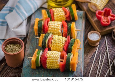 Vegeterian Skewers For Bbq Garden Party