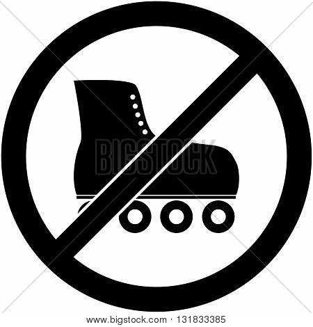 No skate, rollerskate, roller-skates and skating prohibited symbol. Sign indicating the prohibition or rule. Warning and forbidden. Flat design. Vector illustration. Easy to use and edit. EPS10.