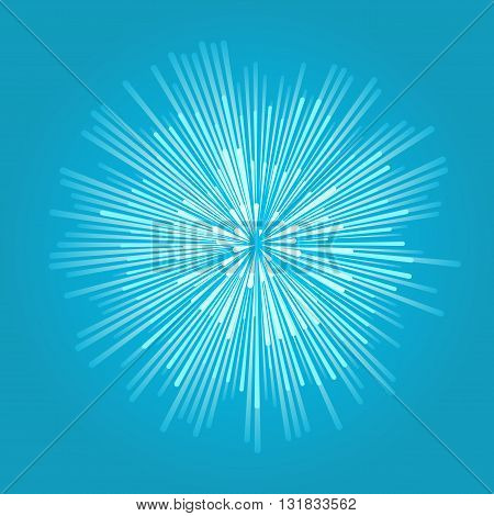 Blue nova star explosion dynamic rays vector background.