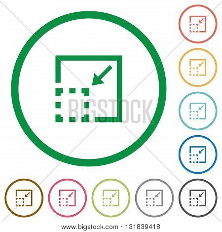 Set of Minimize element color round outlined flat icons on white background