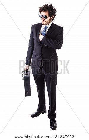 Cool Businessman With Chained Leather Suitcase