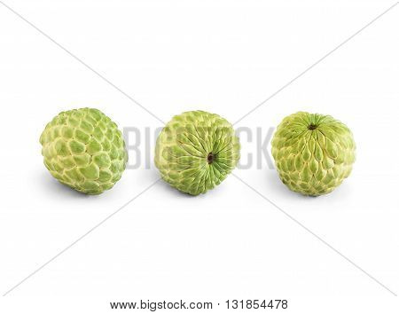 thai fruit 3 custard apple white background