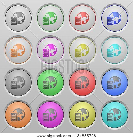 Set of web hosting plastic sunk spherical buttons.