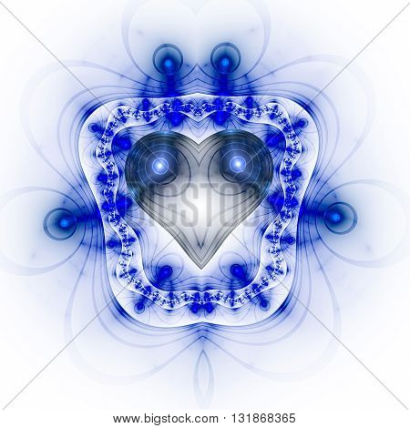 Heart in frame. Electromagnetic shield. Kabbalistic sign. Mysterious psychedelic relaxation wallpaper. Fractal abstract pattern. Digital artwork creative graphic design.