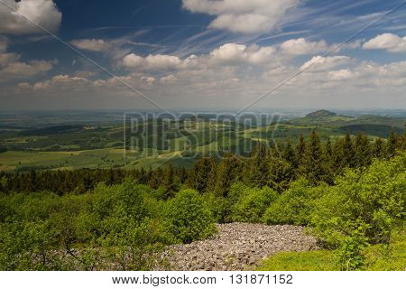 Viewpoint Wasserkuppe of the Rhoen low mountain range Hessen Germany