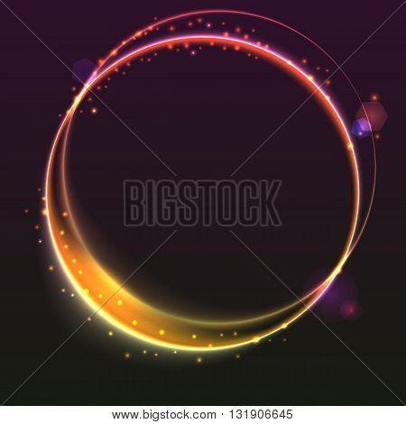 Abstract ring background with luminous swirling sparkle. Glowing spiral. Shine round frame tunnel with circles light effect. Cover for your presentation and design with space for your message.