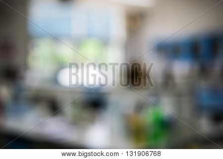 Abstract Blurred Of chemistry laboratory Background.blur image of old laboratory for background.