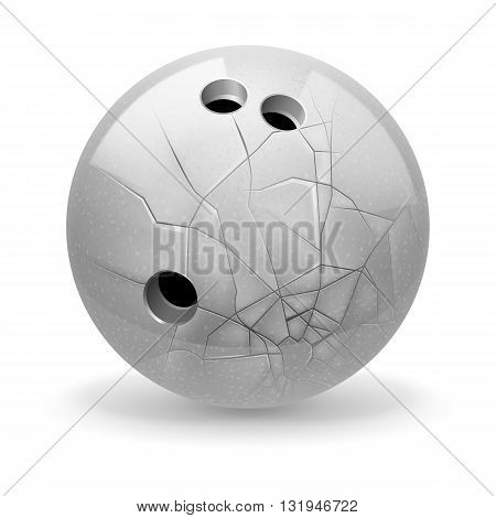 Bowling. White broken ball on the light background.