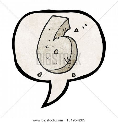 freehand speech bubble textured cartoon stone number six