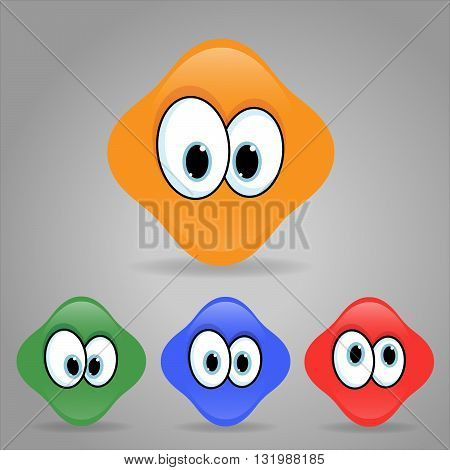 Vector illustration. Set of shaped emoticons. Rounded smilies.