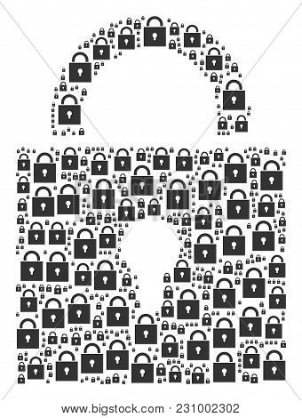 Lock Composition Made In The Group Of Lock Design Elements. Vector Iconized Composition Combined Fro