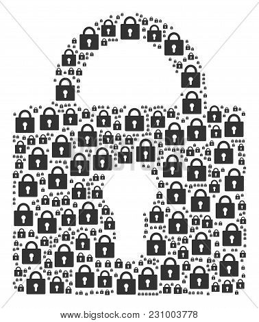 Lock Illustration Done In The Combination Of Lock Elements. Vector Iconized Composition Constructed 