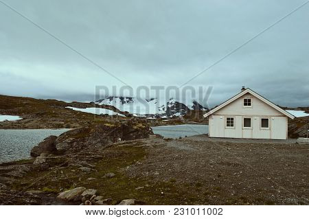 Living In Norway Wild Near Small Lake.