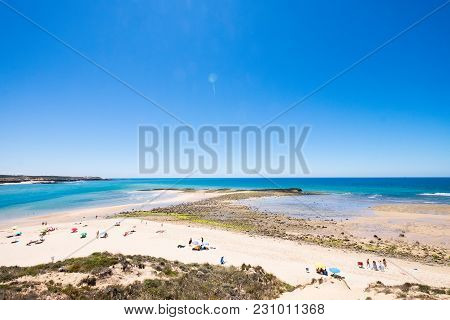 Turquoise Water On The Uncrowded Beaches Of Sagres In Algarve, Portugal