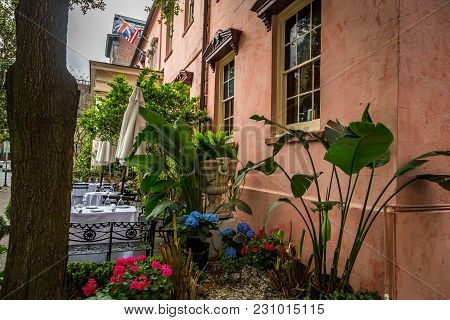 Savannah, Georgia - March 1, 2018: Named For The Pink Stucco Covering The Original Brick, The Olde P
