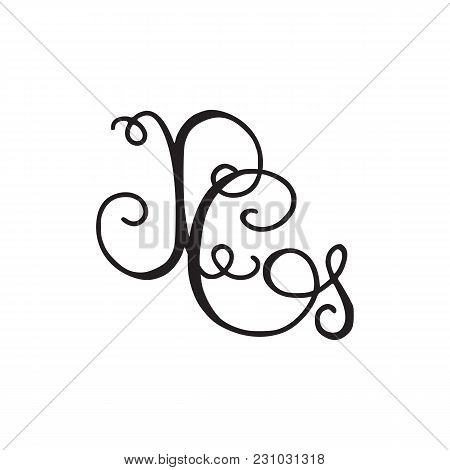 Handwritten Monogram Xg Icon, Logo With Swirls Isolated On White Background