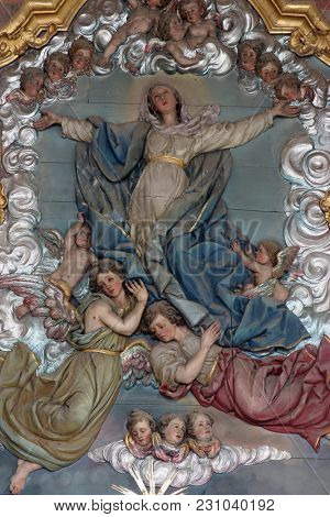 MARIJA NA MURI, CROATIA - AUGUST 08: Assumption of the Virgin Mary, main altar in the parish church of Assumption in Marija na Muri, Croatia on August 08, 2017.