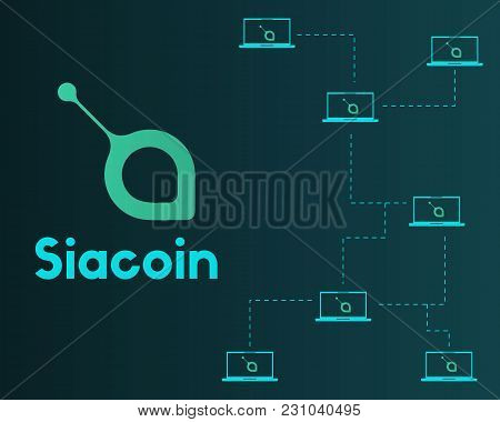Siacoin Blockchain Cryptocurrency Network Background Vector Illustration