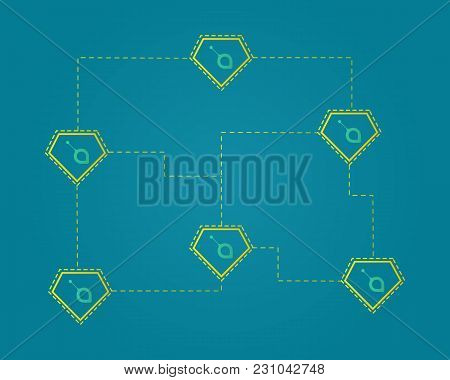 Siacoin Blockchain Cryptocurrency Virtual Technology Background Vector Illustration