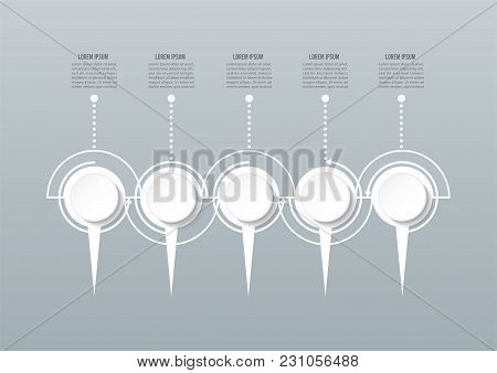 Abstract 3d Infographic Template With A Five Steps For Success. Business Circle Template With Option