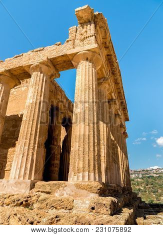 Temple Of Concordia, Located In The Park Of The Valley Of The Temples In Agrigento, Sicily, Italy