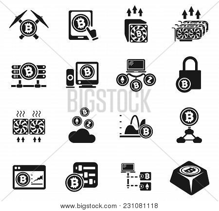 Cryptocurrency And Mining Icon Set