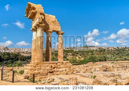 The Re-assembled Remains Of The Temples Of Castor And Pollux, Located In The Park Of The Valley Of T