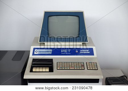 ZAGREB, CROATIA - DECEMBER 17: Old computer in Nikola Tesla Technical Museum in Zagreb, Croatia, on December 17, 2016.
