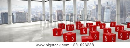 Vector icon of section symbol against modern room overlooking city